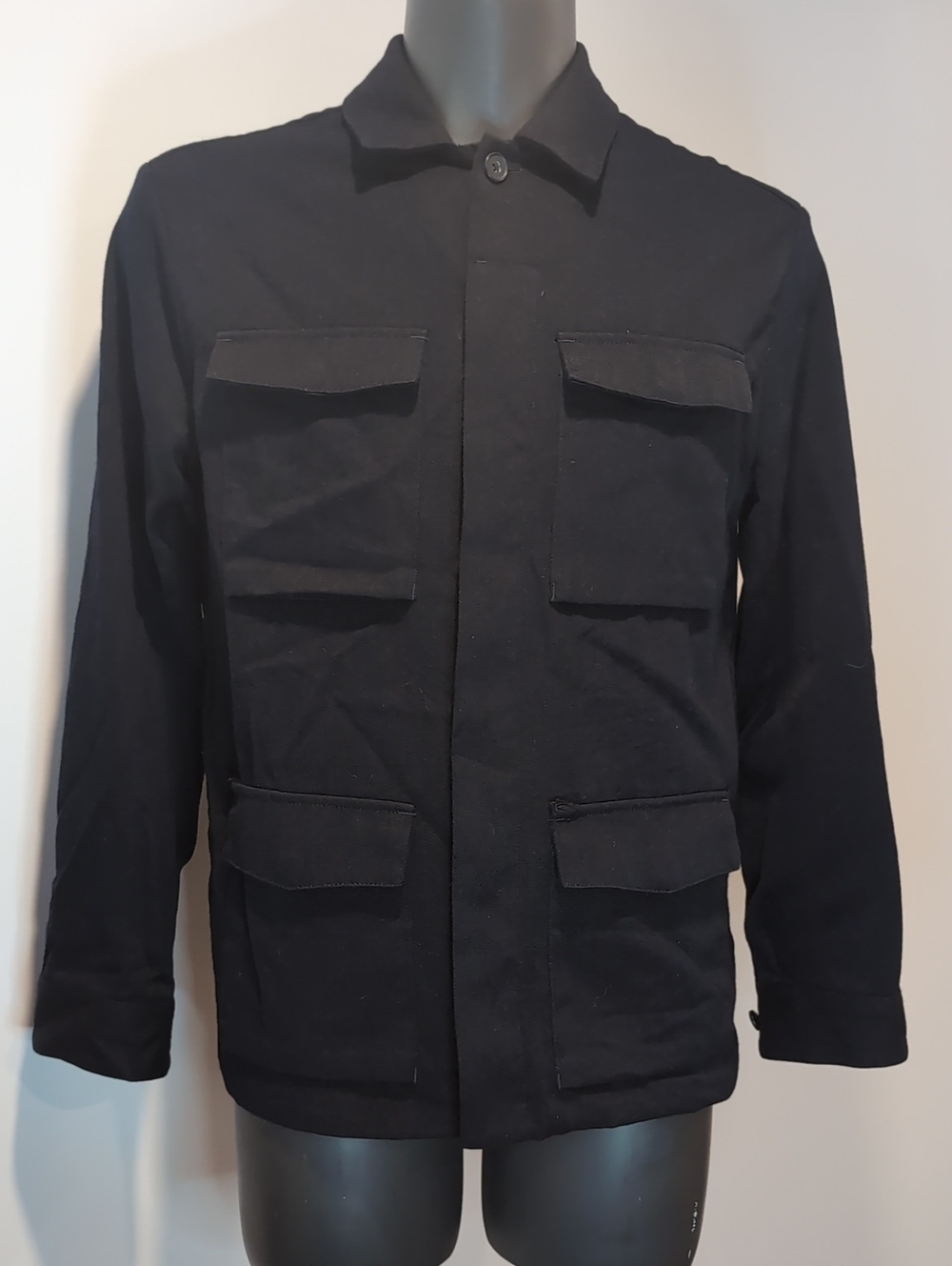 H&M Wool Blend Black Utility Military Jacket Size 38
